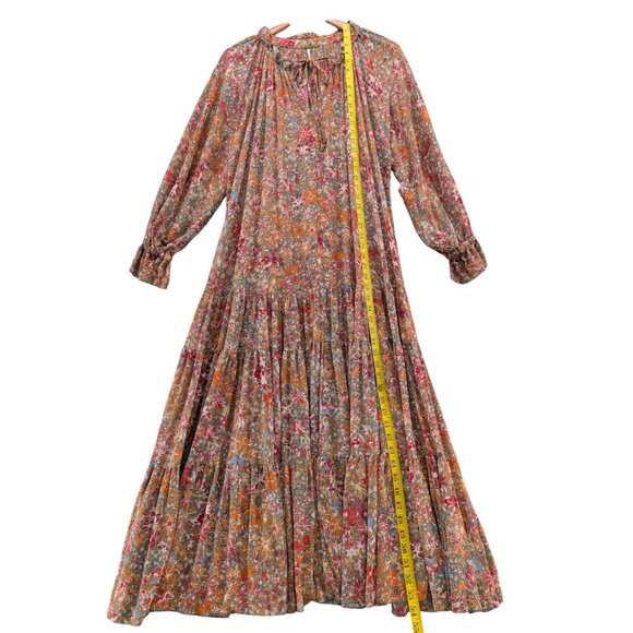 Free People Feeling Groovy Maxi Dress Multicolor Floral Cottagecore Tiered Sz M - Picture 7 of 11